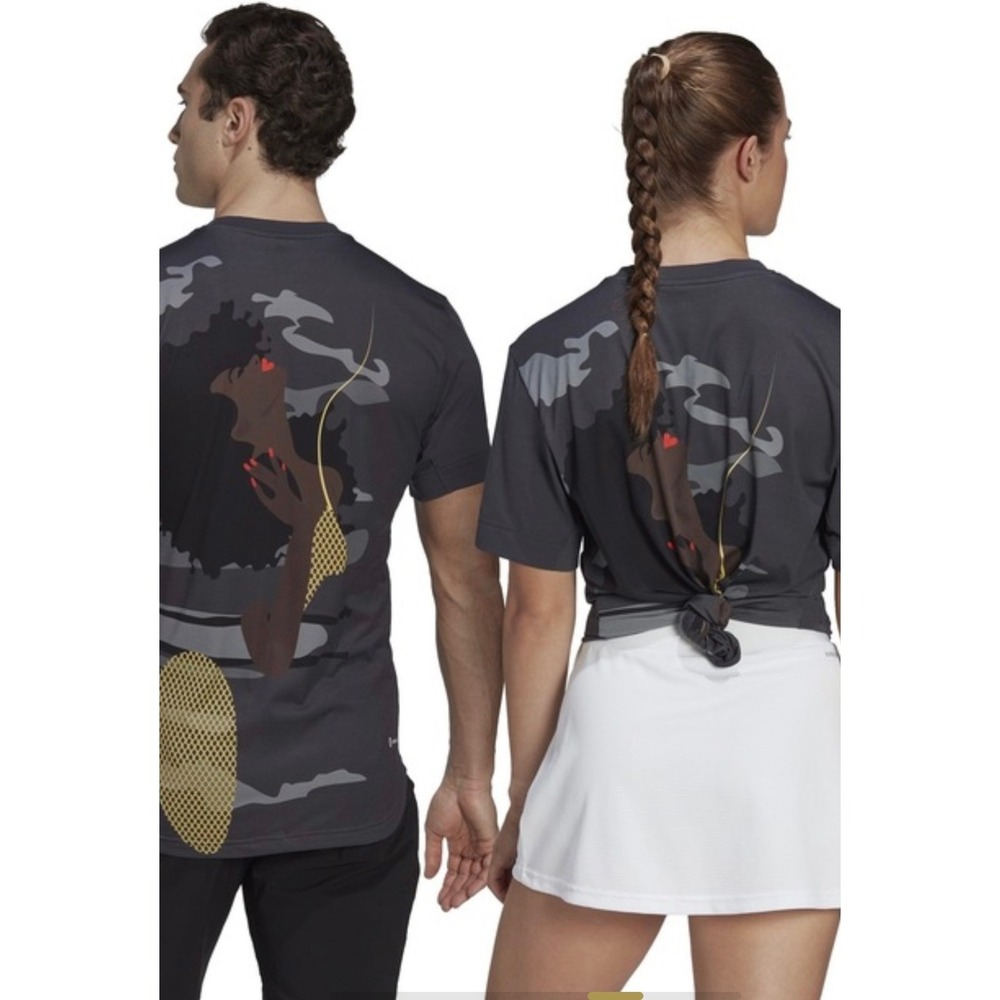 Adidas x Thebe Magugu Aeroready Graphic Performance Tee Shirt XS‎ Black